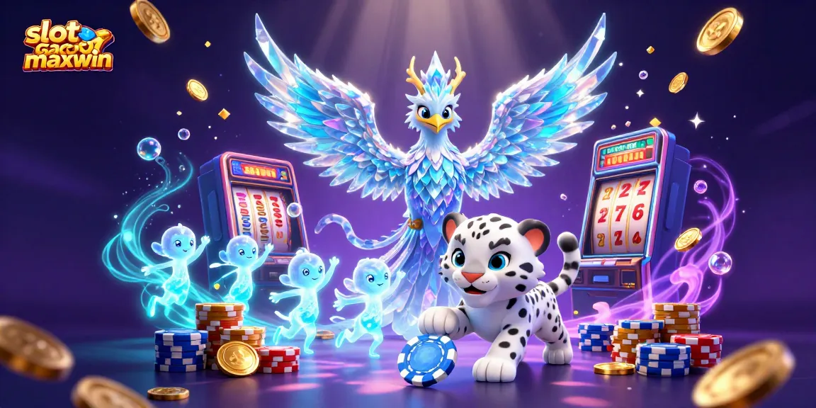 Engage with slot gacor maxwin featuring dynamic scenes of an ice phoenix and poker chip action