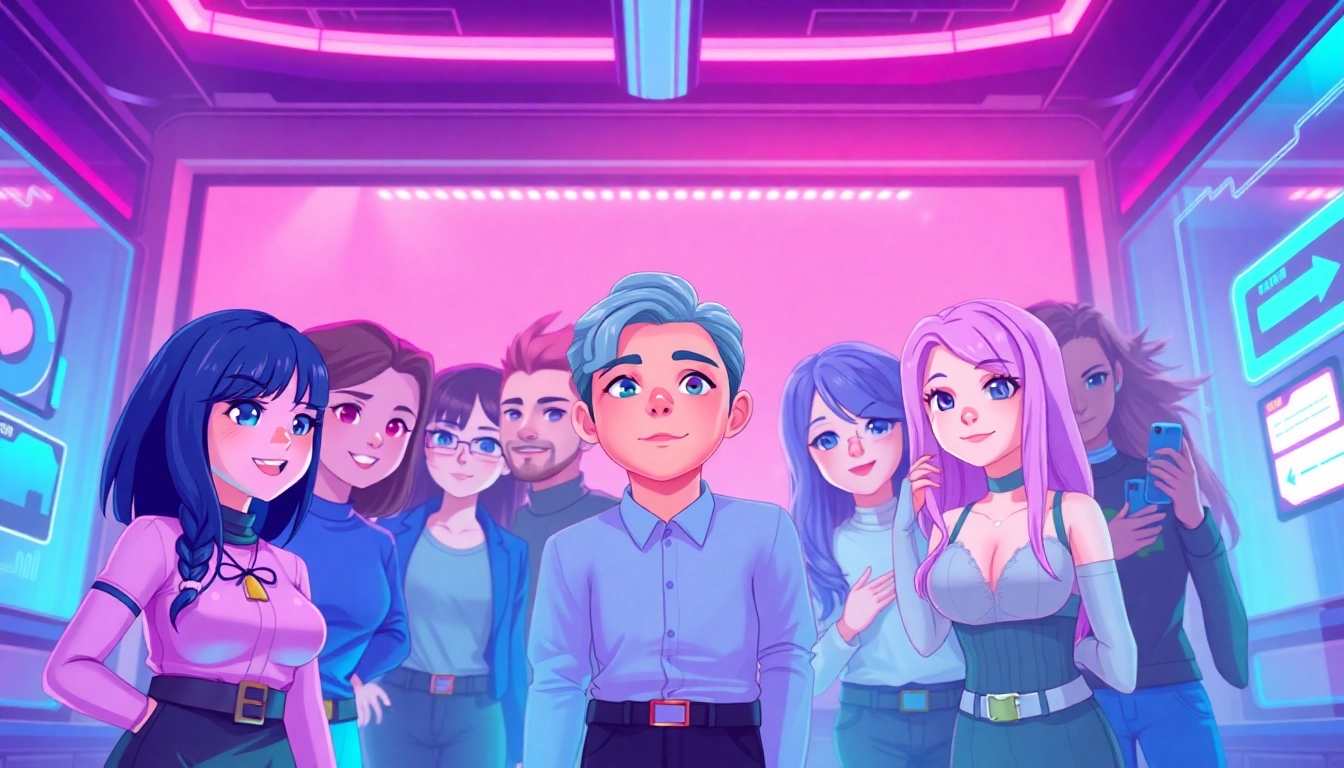Explore diverse NSFW character AI avatars in a vibrant, engaging chat scene.