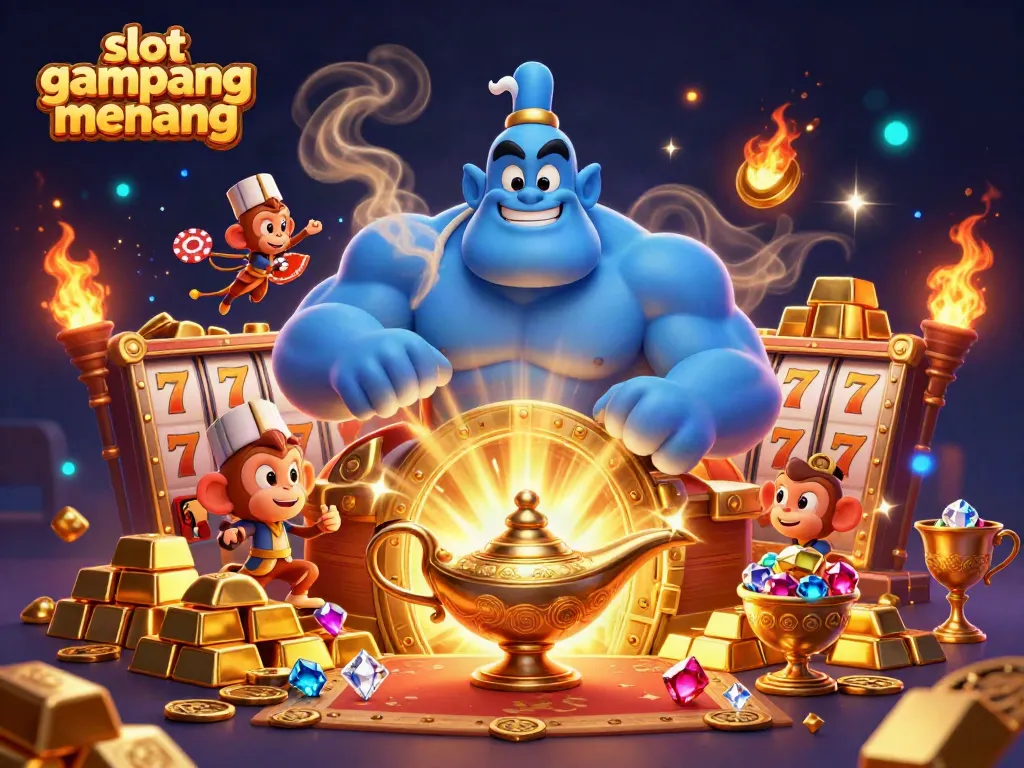 Spin for big wins with slot gampang menang in this vibrant casino scene full of treasures.