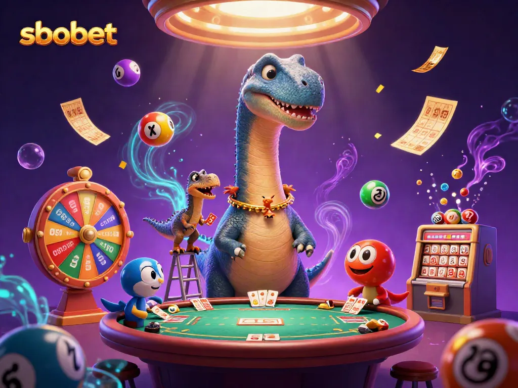 sbobet mobile betting scene with a giant brontosaurus and clever raptor dealing cards