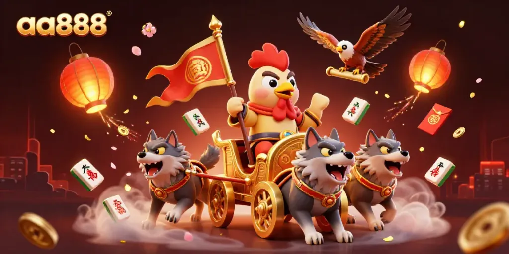 Engage with the exciting offerings of aa888 featuring dynamic casino elements and festive characters.