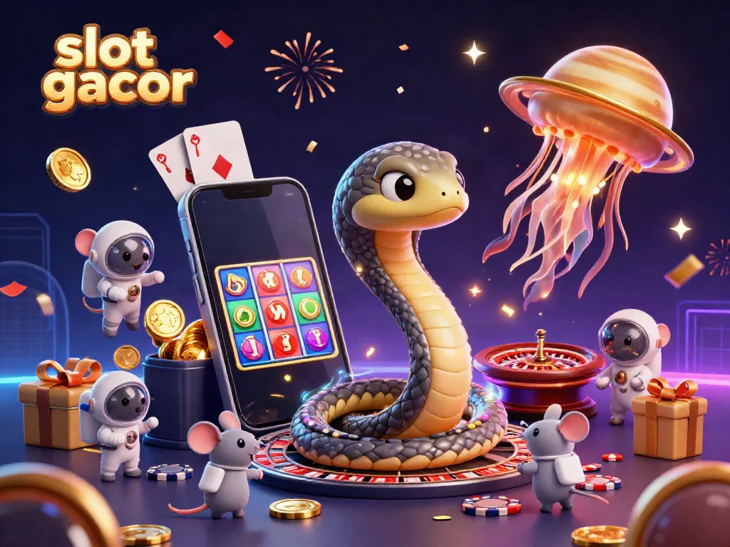 Experience the excitement of slot gacor with astronaut mice betting on a cosmic roulette wheel.