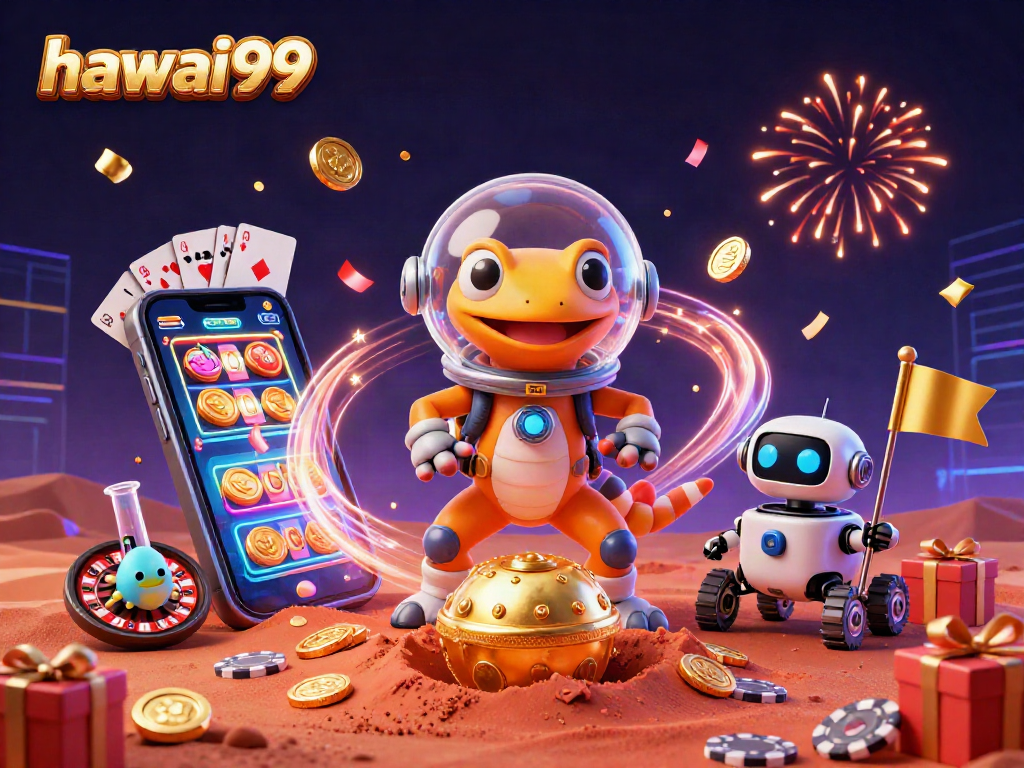 Experience the thrill of hawai99 with a 3D depiction of a Martian gecko at a casino.