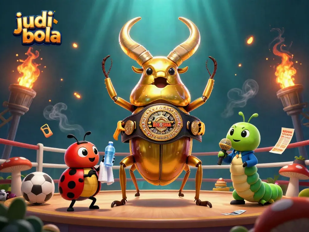 Gambaran dinamis judi bola menampilkan karakter lucu dalam pertandingan taruhan menarik.