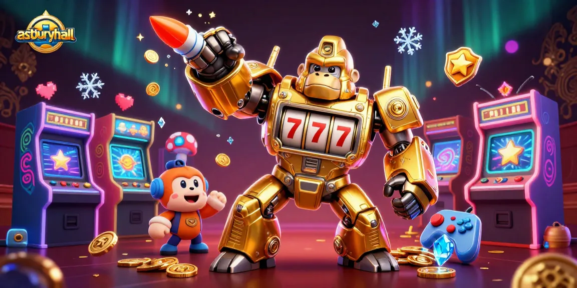 Win big at astburyhall with a colorful casino scene featuring a gorilla mech and dynamic game elements.