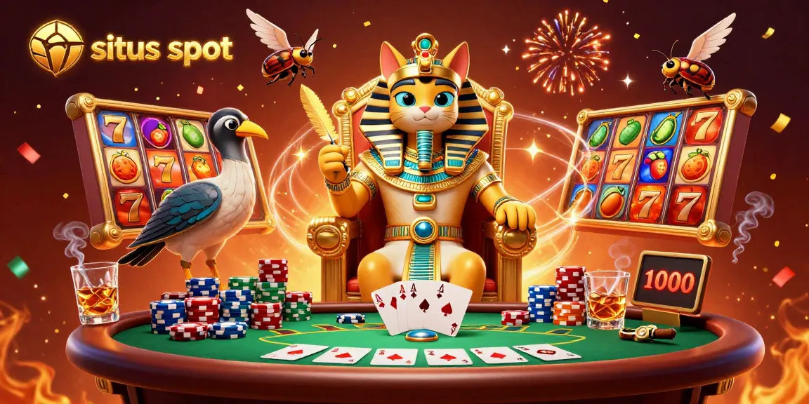 Pemain merasakan keseruan di situs slot dengan jackpot dan simbol keberuntungan yang bermanifestasi dalam ilustrasi penuh warna.