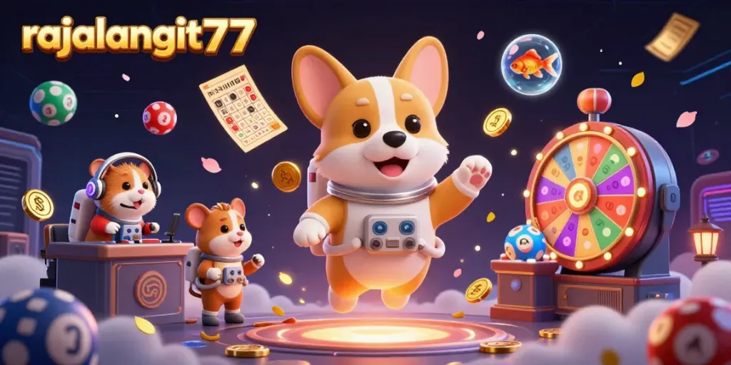 Gim peluang menarik rajalangit77, diisi dengan astronaut corgi dan elemen kasino mengambang