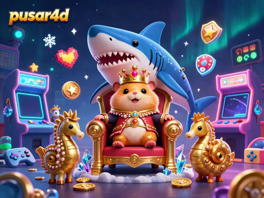 Pusar4d brings life to the vibrant online casino world with the dynamic hamster king surrounded by engaging gaming elements.