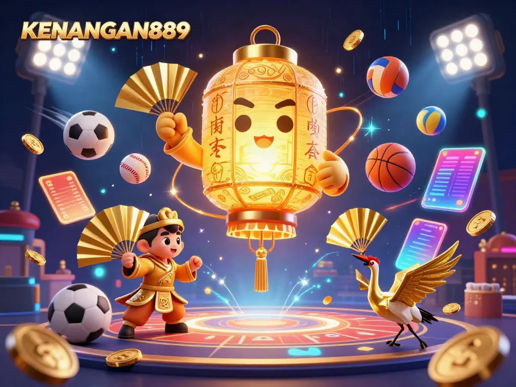 Experience a vibrant night at KENANGAN889, featuring floating spirits and dynamic sports elements.