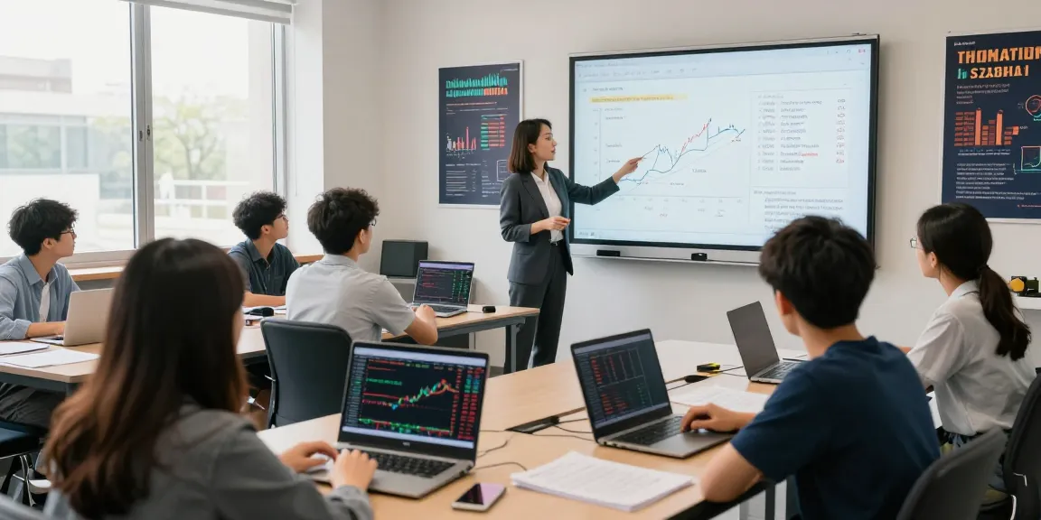 Best courses for stock market trading in India taught in an interactive classroom with engaged students and instructor.