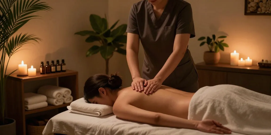 Rejuvenating 마사지 therapy session in a tranquil spa environment with soft lighting and essential oils.