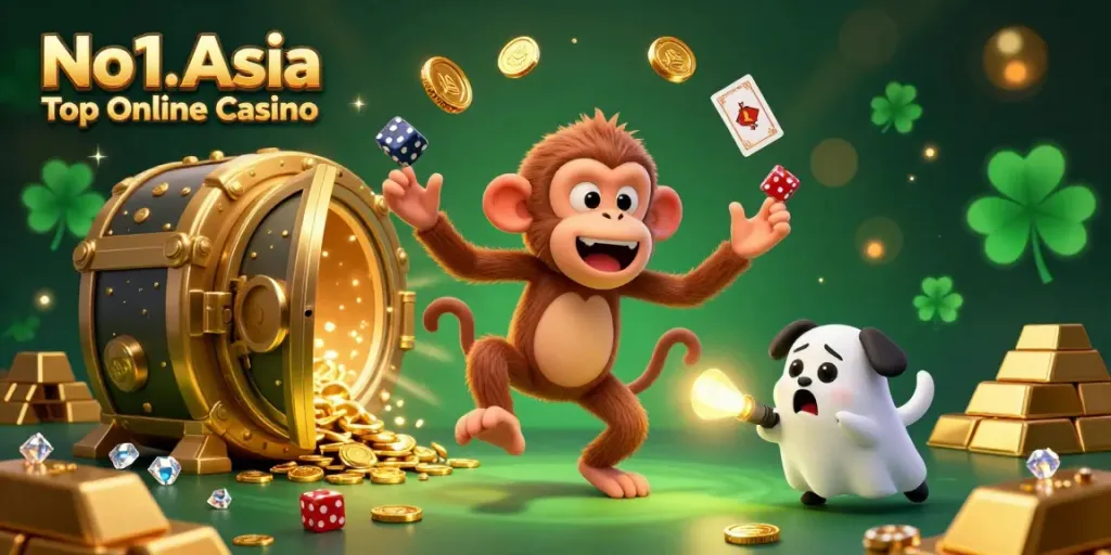 Experience thrilling moments at No1.Asia Top Online Casino with our vibrant casino illustration featuring exciting gaming elements.