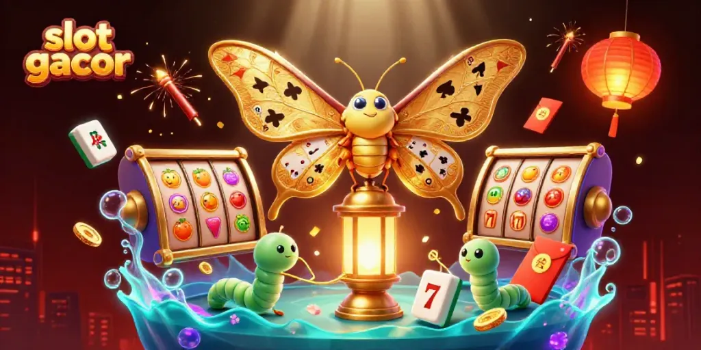Experience thrilling slot gacor action with vibrant graphics of winning combinations in this 3D casino scene.
