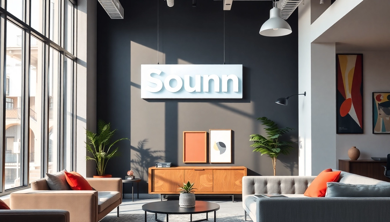Showcasing innovative sign design prominently displayed in a modern office setup.
