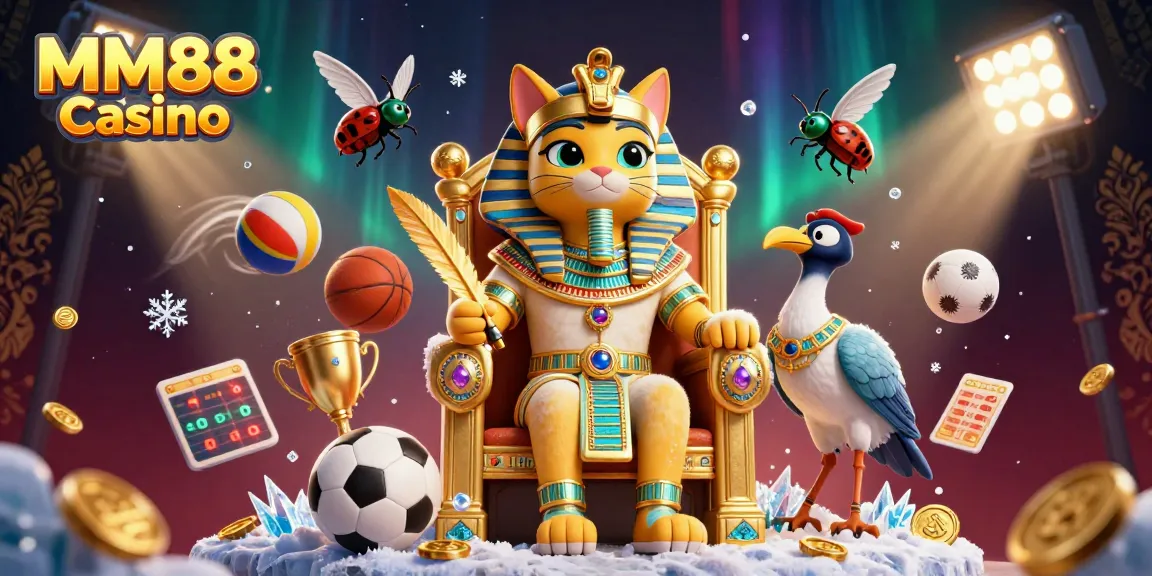 Bet on exhilarating games at MM88 Casino, featuring a vibrant 3D scene with dynamic sports elements.