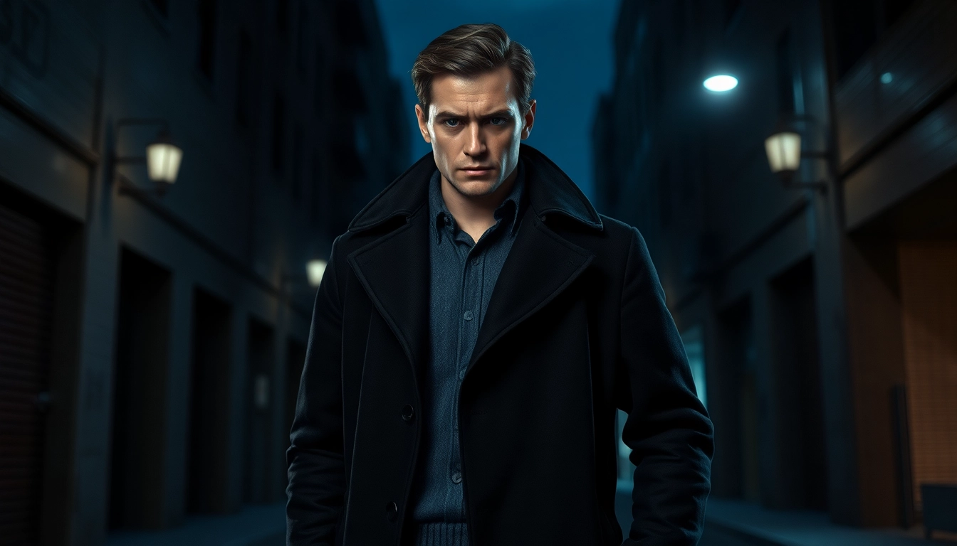 Detective in suspenseful urban scene, illustrating themes better than Jack Reacher.