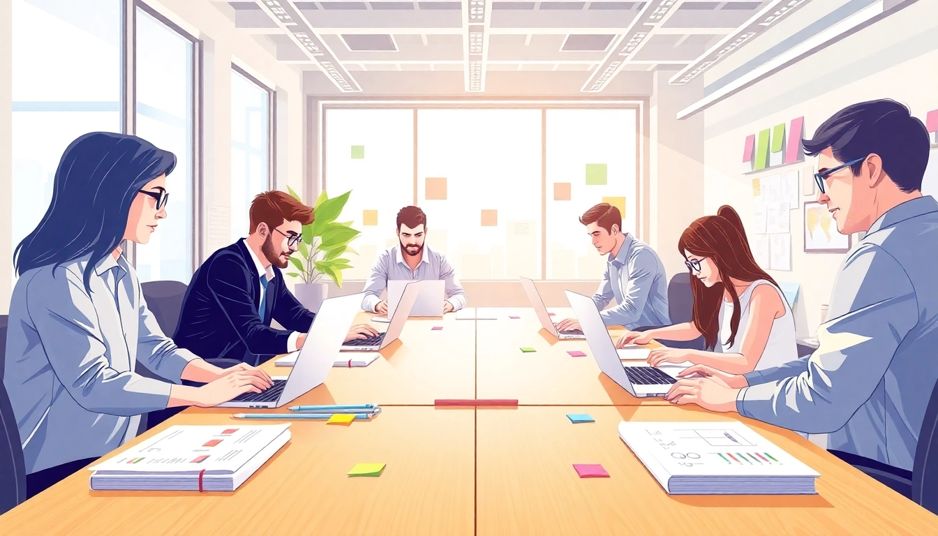Hüsig Webdesign Marketing team collaborating creatively in a modern office.