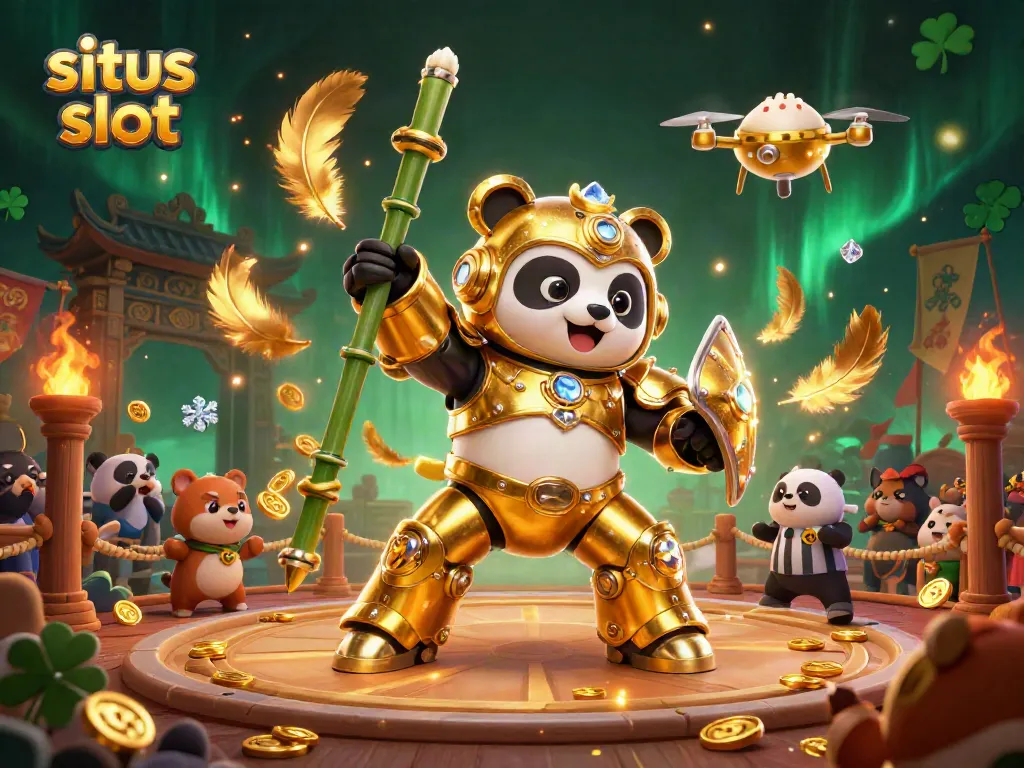 Experience the thrill of situs slot in an action-packed virtual casino showdown with vibrant characters and elements.