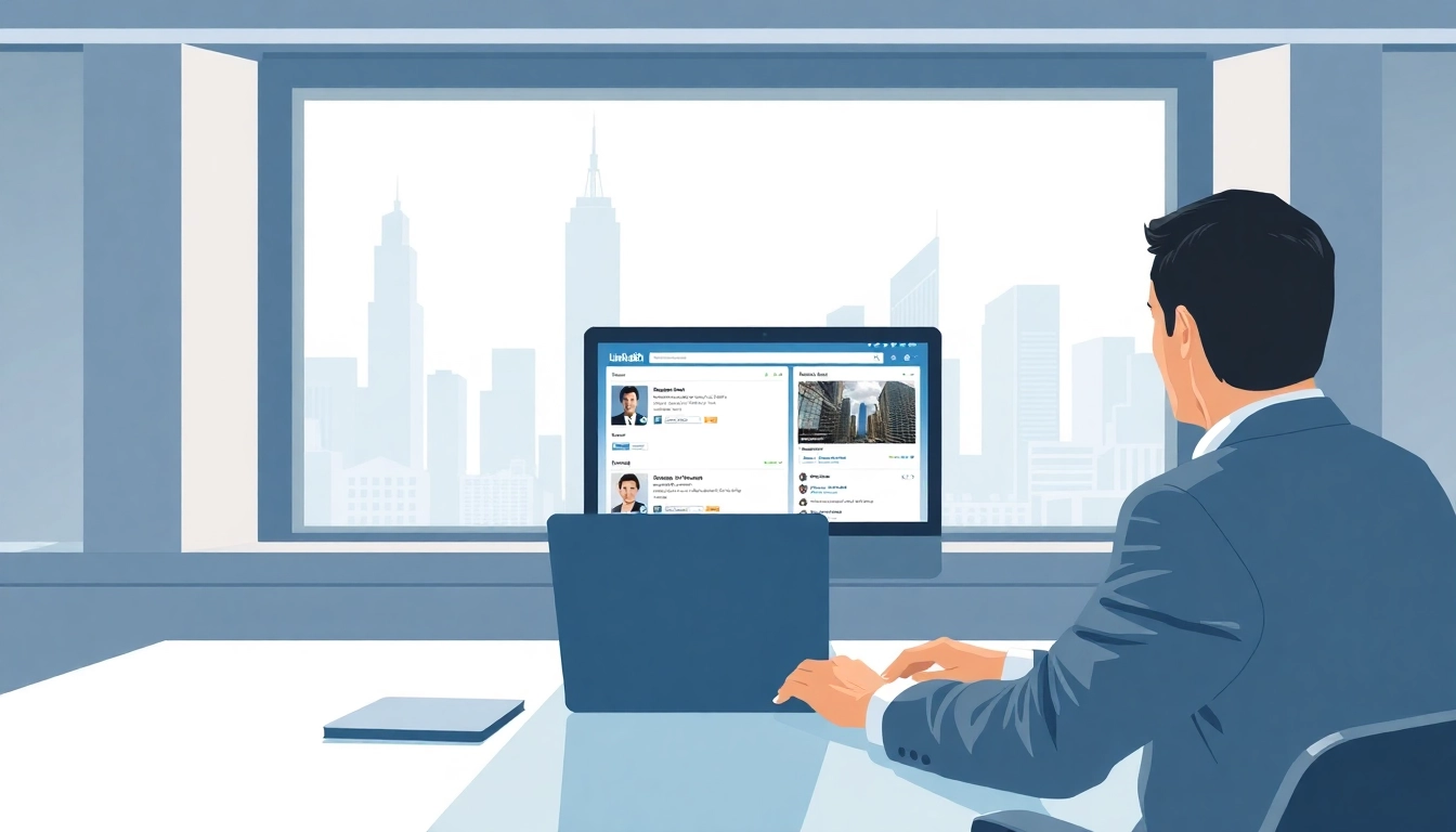 Extract emails from linkedin profiles while a professional works at a modern desk