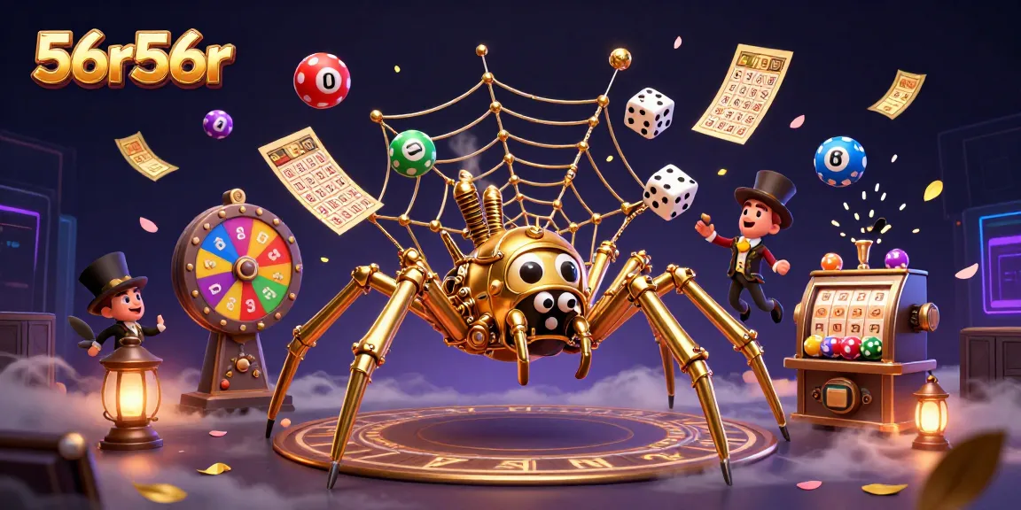 Engage with 56r56r in a vibrant 3D casino adventure filled with golden tickets and lottery excitement.