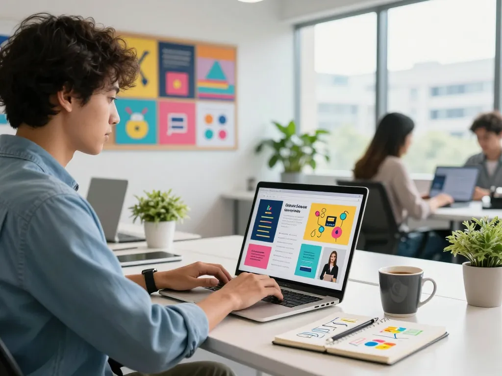 Engaging digital marketing workspace showcasing Nhà cái Hubet88 promotional strategies and creativity
