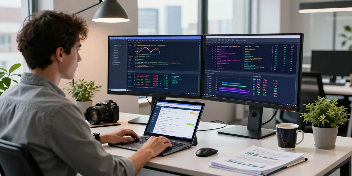 WebSocket streaming market API in a modern fintech workspace with live data displays and coding setups