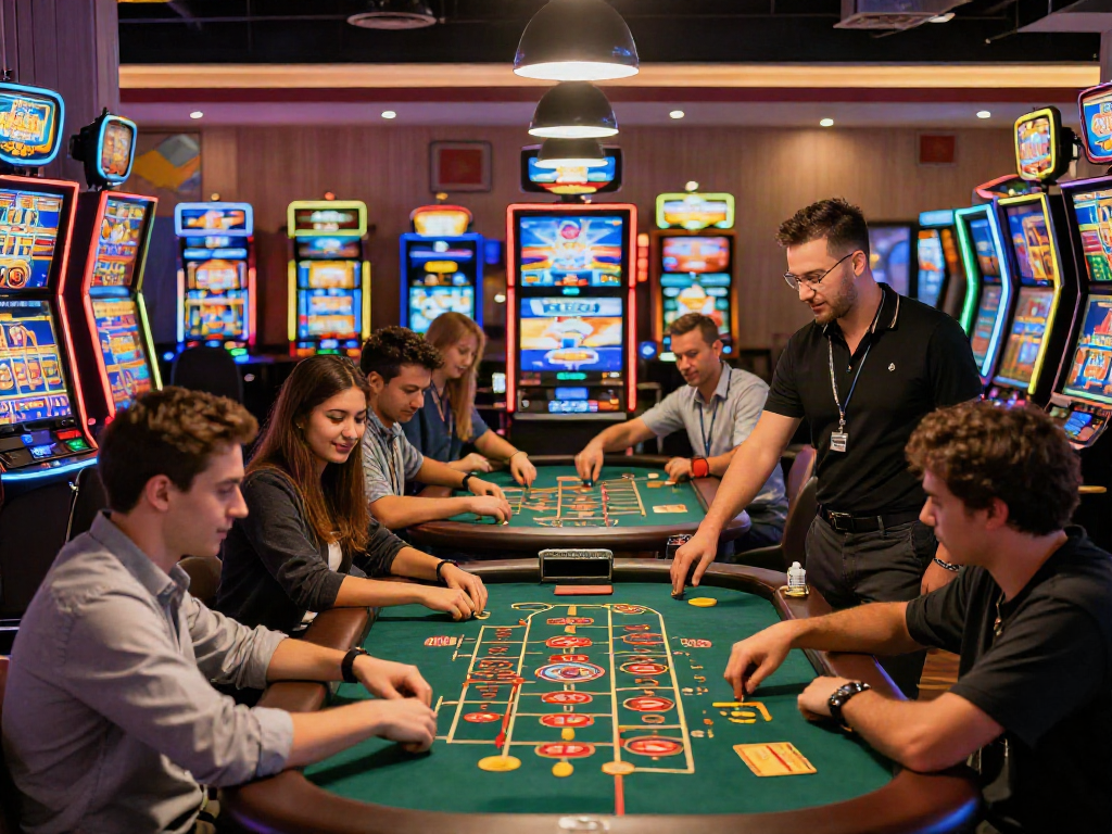 Exciting MEGA888 gaming scene with players enjoying casino games.