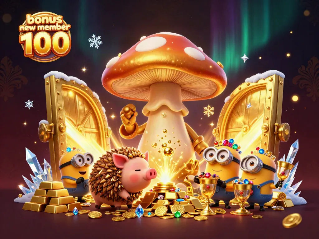 Experience the excitement of bonus new member 100 as magical characters uncover treasures in a vibrant casino world.