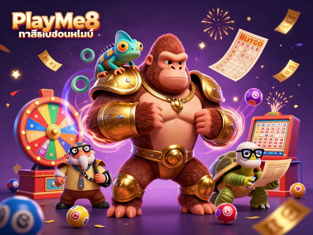 สัมผัสความสนุกของ PlayMe8 คาสิโนออนไลน์ ในภาพวาดที่สมจริงพร้อมฉากเฉลิมฉลองคาสิโน