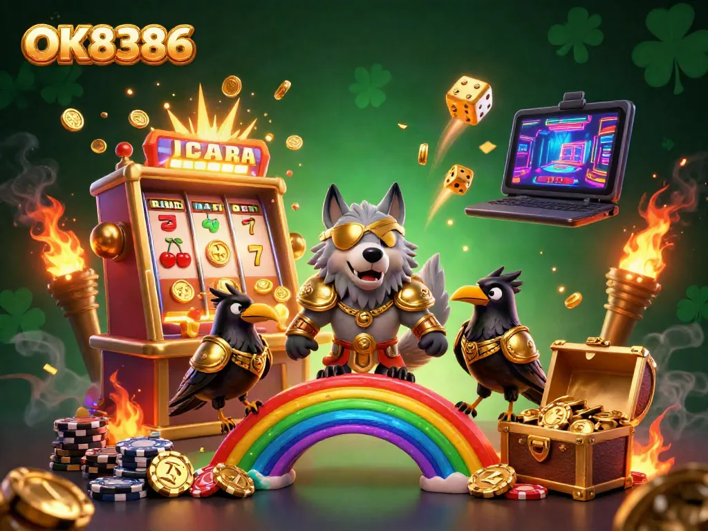 Experience thrilling jackpots at OK8386 with dynamic 3D characters and vibrant casino elements.