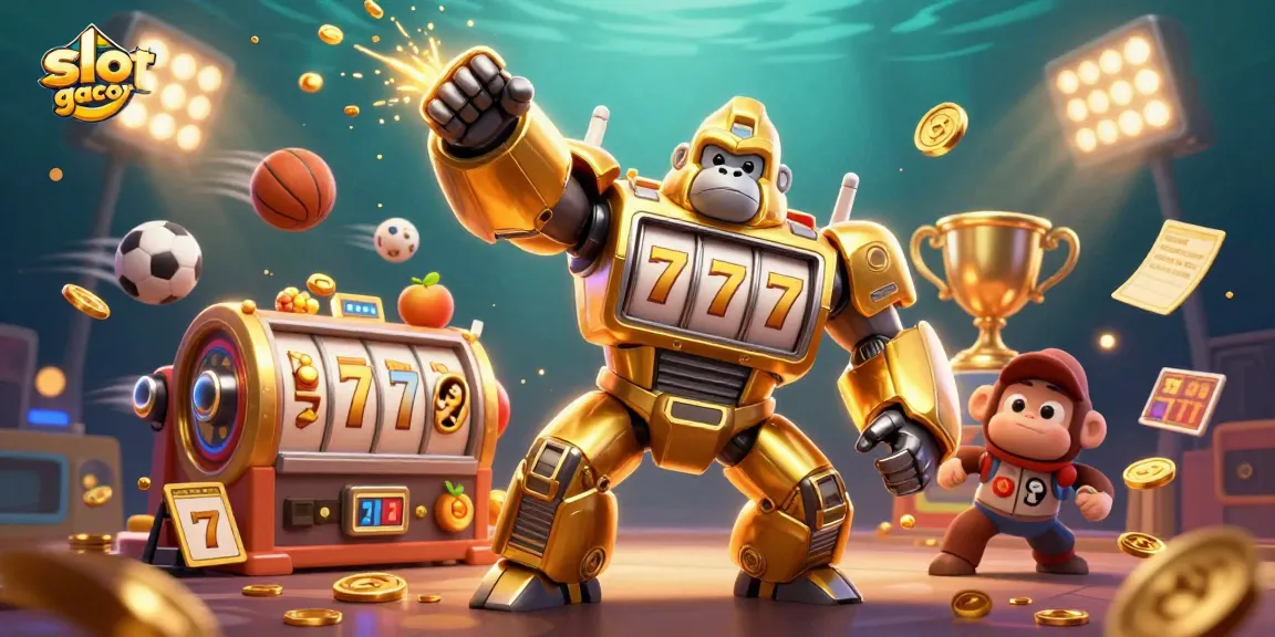 Slot gacor menyajikan karakter gorila transformer yang terinspirasi dari mesin slot dengan elemen kasino yang kaya.