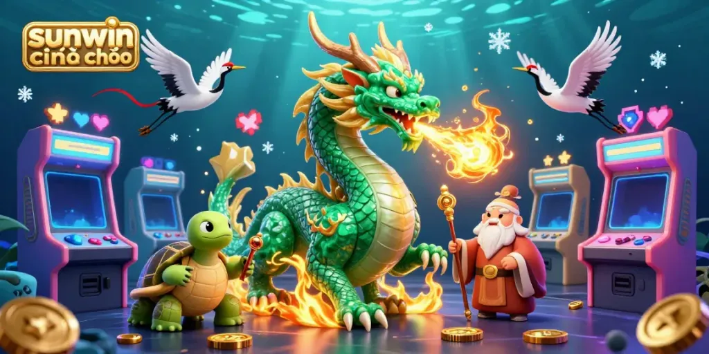 Experience the thrill with sunwin chính chủ as vibrant characters come together in a dynamic gaming illustration.