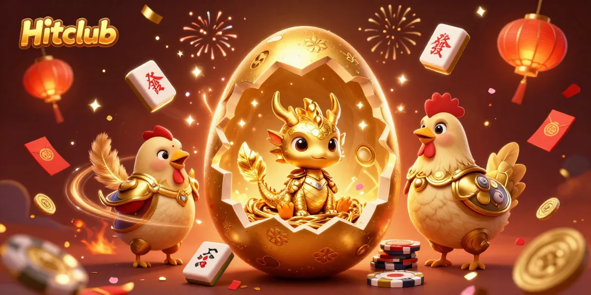 Experience the magic of Hitclub with a vibrant scene showcasing winning poker chips and festive elements.
