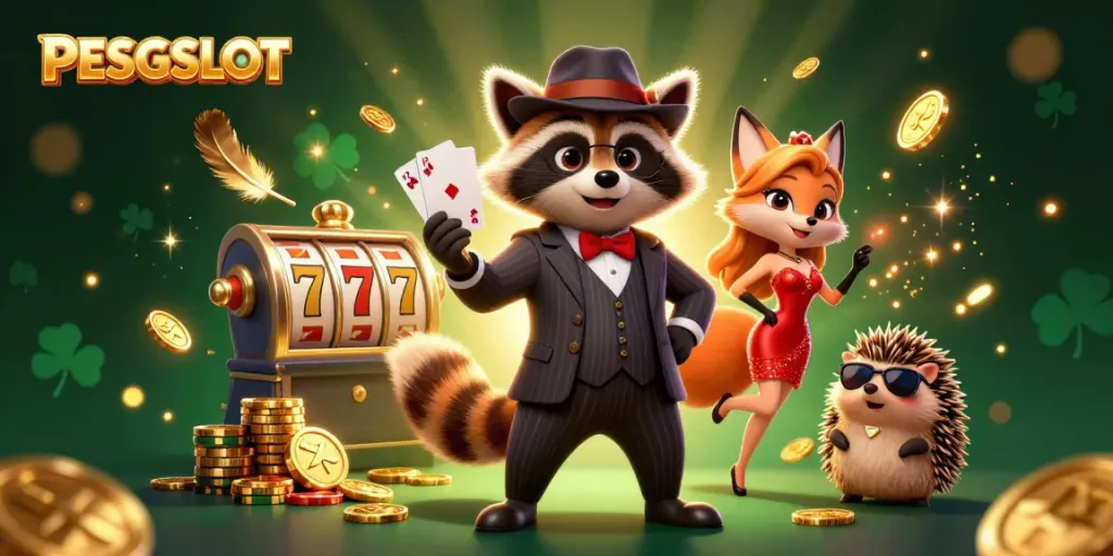 PESGSLOT menawarkan pengalaman slot 3D menarik dengan karakter hewan dalam suasana casino yang meriah.