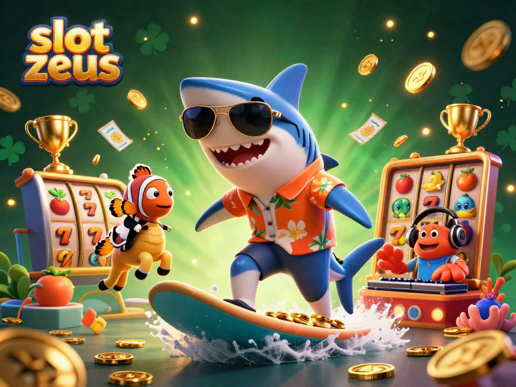 Engage in slot zeus gaming with a vibrant cartoon scene featuring thrilling characters and elements.