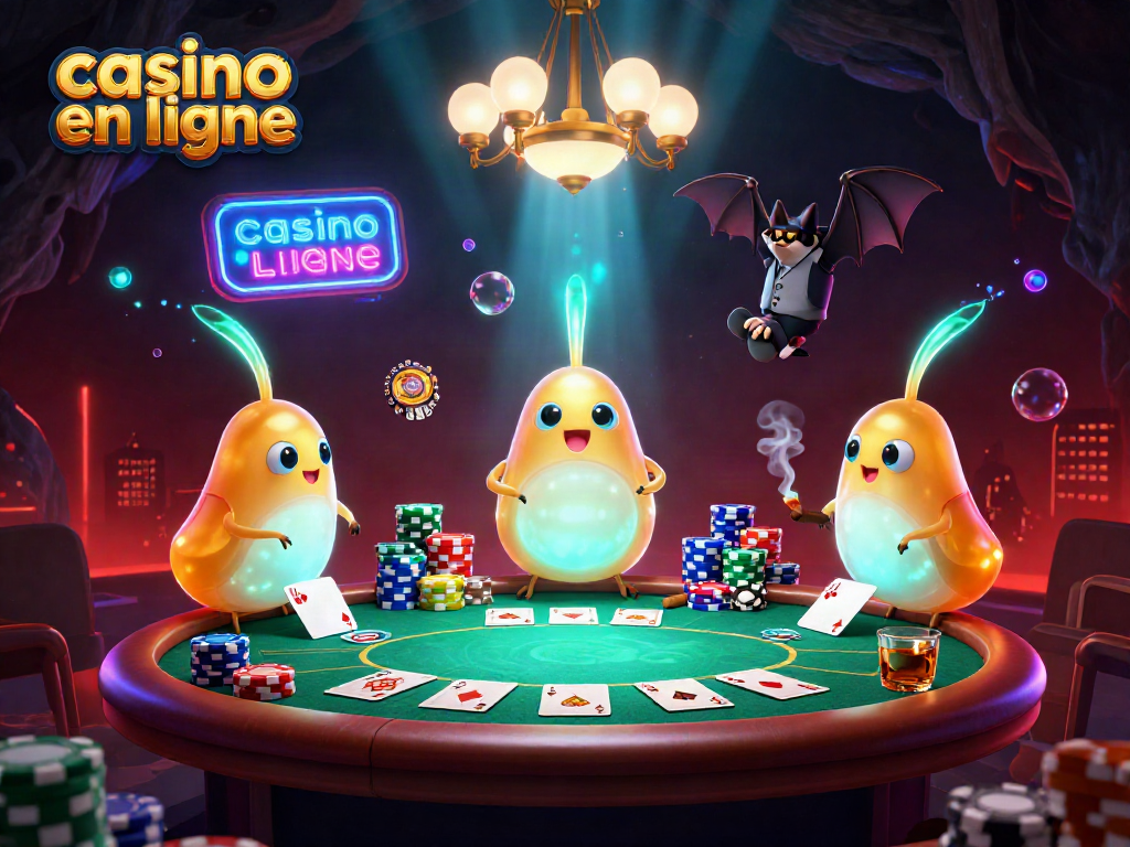Jouez à casino en ligne avec des lumières bioluminescentes dans un casino animé.