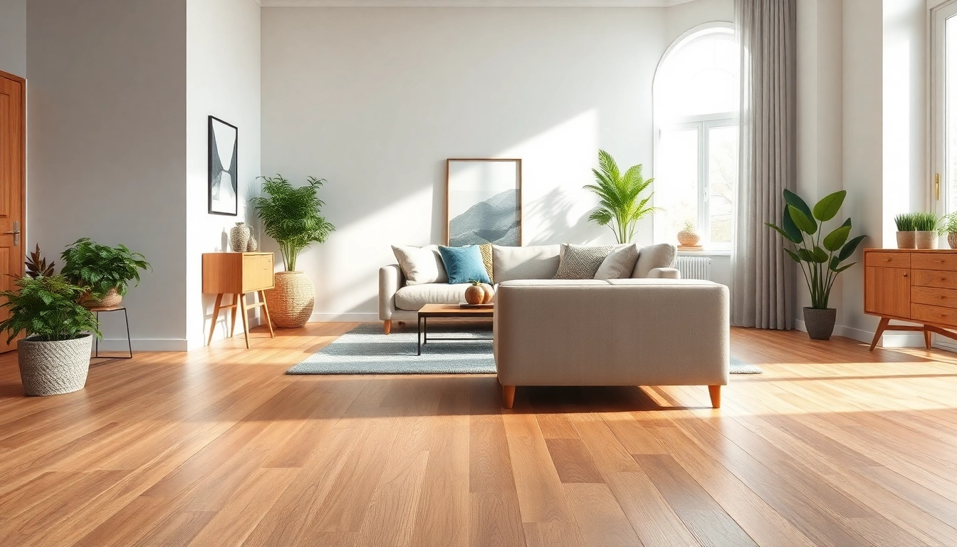Showcase of laminate flooring in a modern home environment highlighting elegant design features.