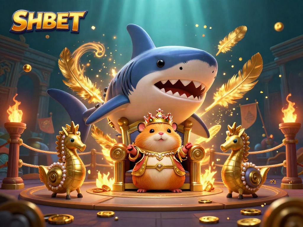 Engage in vibrant gaming action with SHBET's dynamic casino scene featuring a hamster king and spectacular elements.