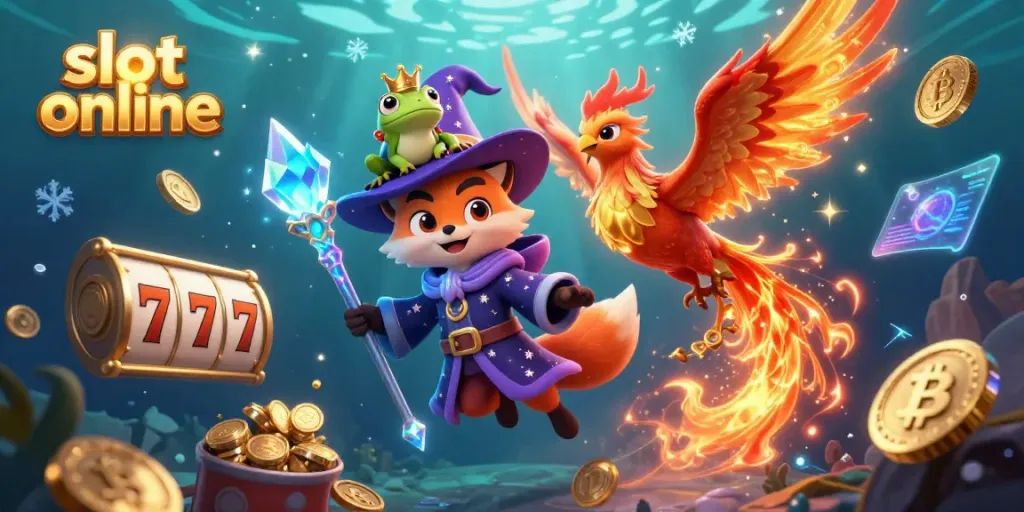 Spin and win with exciting slot online games amidst colorful fantasy characters.