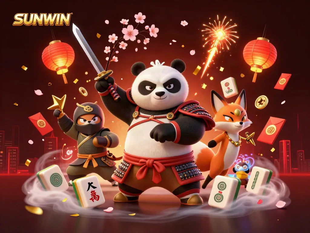 Experience the thrill of winning at SUNWIN with an exciting 3D casino scene featuring vibrant characters and game elements.