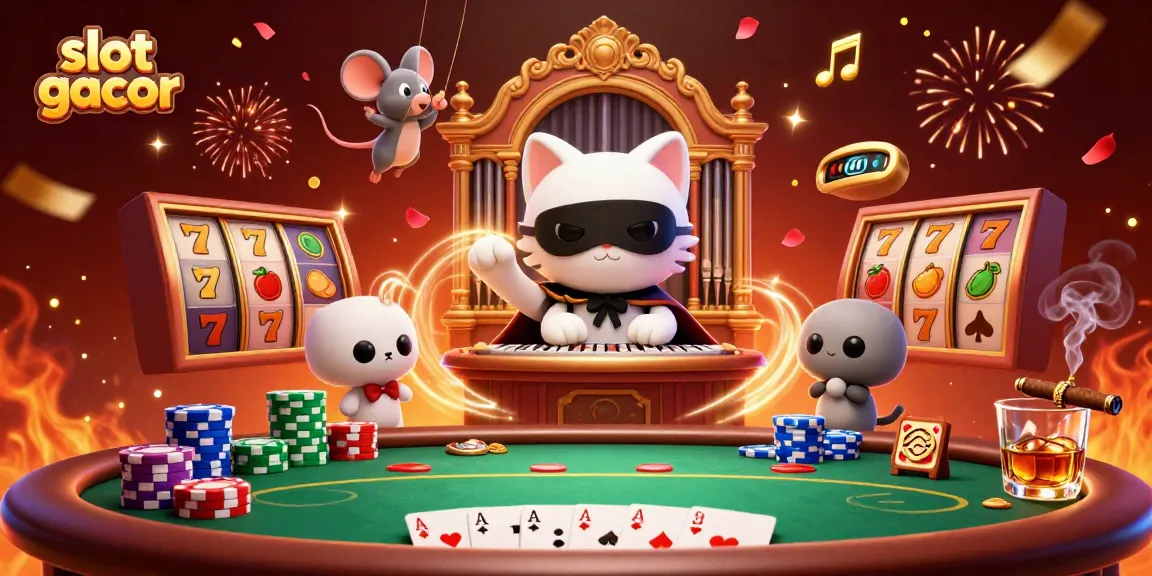 Experience thrilling slot gacor action with lively characters and dynamic casino elements in a vibrant 3D illustration.