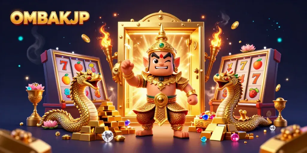 Experience the thrilling action of OMBAKJP with golden treasures and lively casino elements.