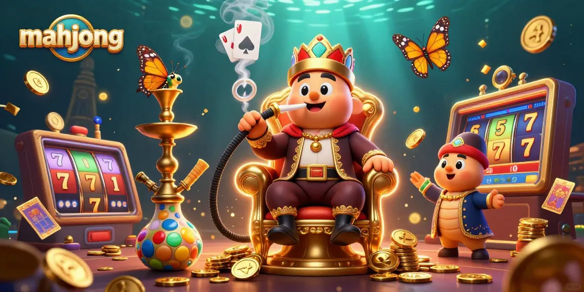 Engage in the exciting world of mahjong with this immersive casino-themed illustration.