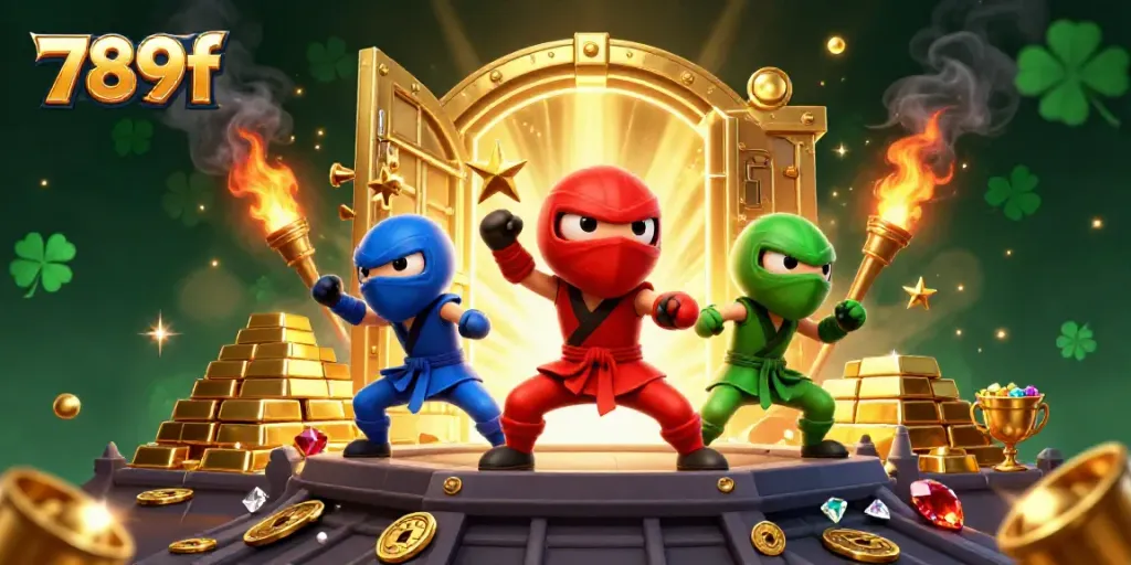 Win big with 789f as ninja chameleons battle around a treasure vault bursting with gems.