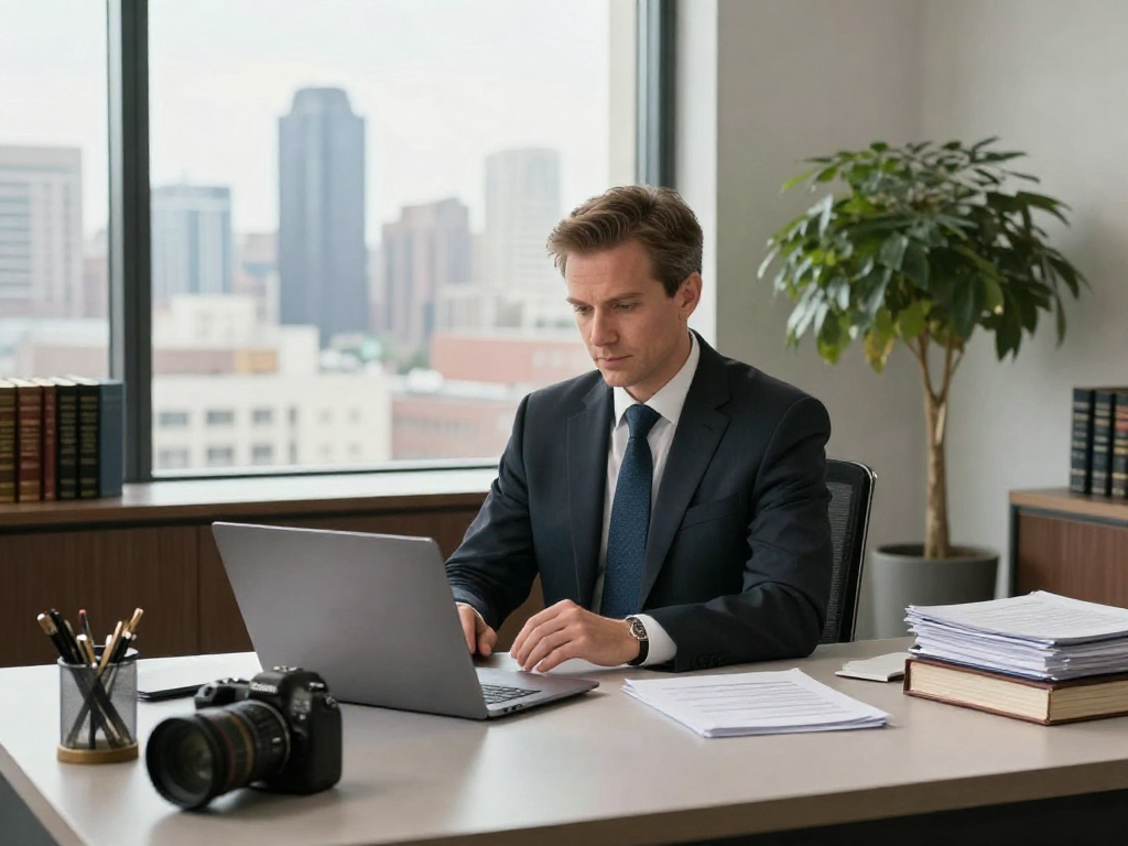 Stephen Gleave Ancaster in a professional legal office, showcasing expertise and focus.