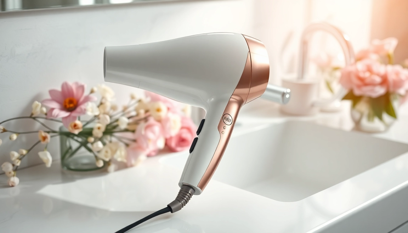 Styling fine hair with a hair dryer for fine hair showcasing sleek design and features.