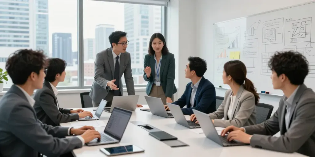Michael Rustom Toronto team collaboration in modern tech office