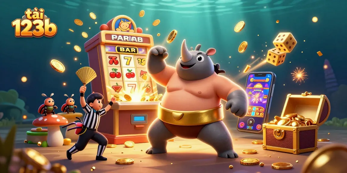 Experience thrilling gaming excitement at tại 123b with a spectacular jackpot illustration and lively characters!