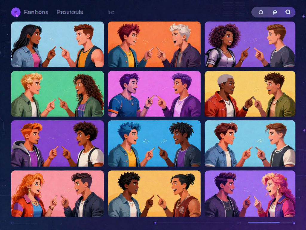 Diverse characters engaging in lively AI porn chat interactions, showcasing vibrant graphics and immersive conversations.