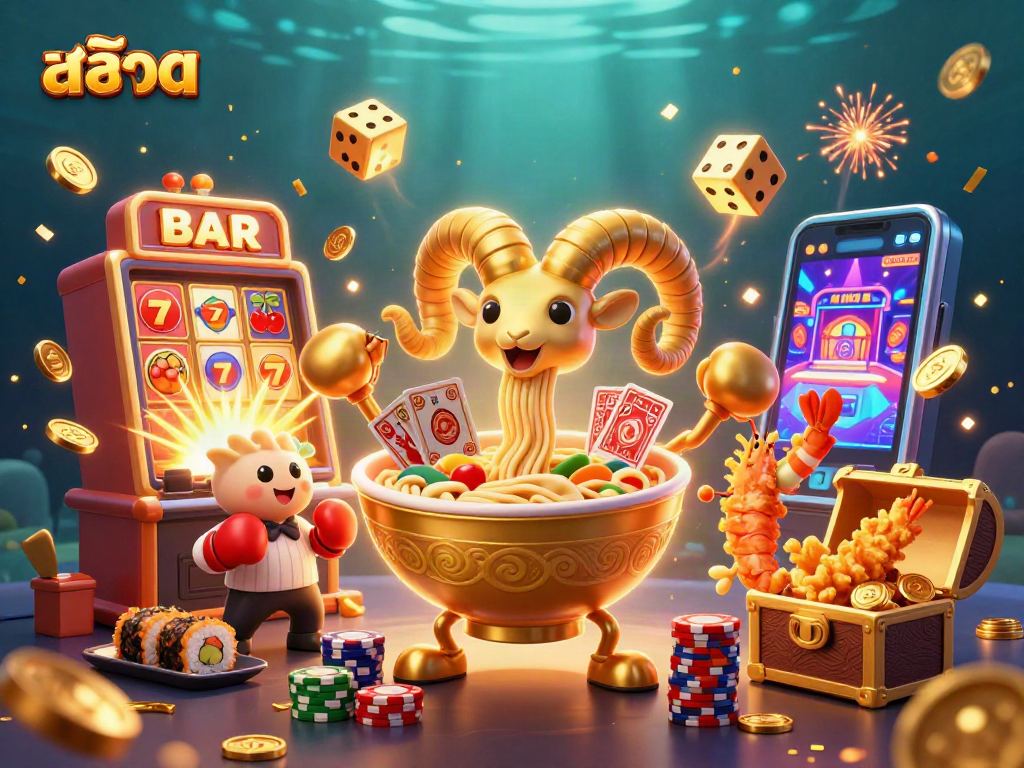 Experience thrilling สล็อต gameplay in a vibrant, dynamic 3D casino scene with unique characters.